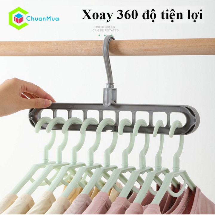 Móc treo quần áo đa năng tiết kiệm diện tích, thanh treo đồ 9 lỗ, đồ gia dụng tiện ích, gia dụng Bình Tân