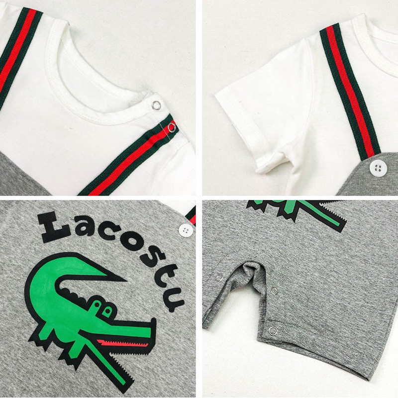 Bộ Áo Liền Quần Tay Ngắn Chất Liệu Cotton Mỏng In Họa Tiết Hoạt Hình Dễ Thương Thời Trang Mùa Hè Cho Bé Trai Sơ Sinh