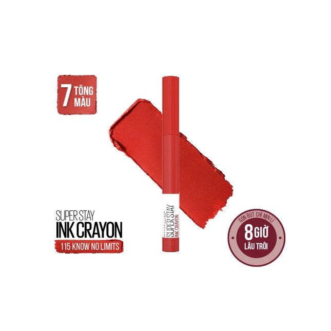 Son Bút Chì Mịn Lì Maybelline 8H Lâu Trôi Super Stay Ink Crayon 115 Know No Limits 1.2g