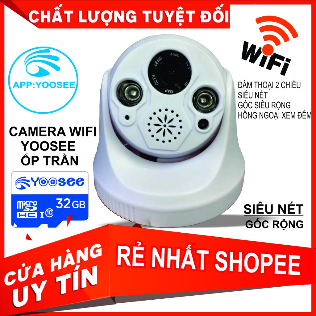 Camera IP Wifi Ốp trần Yoosee - Siêu nét góc rộng