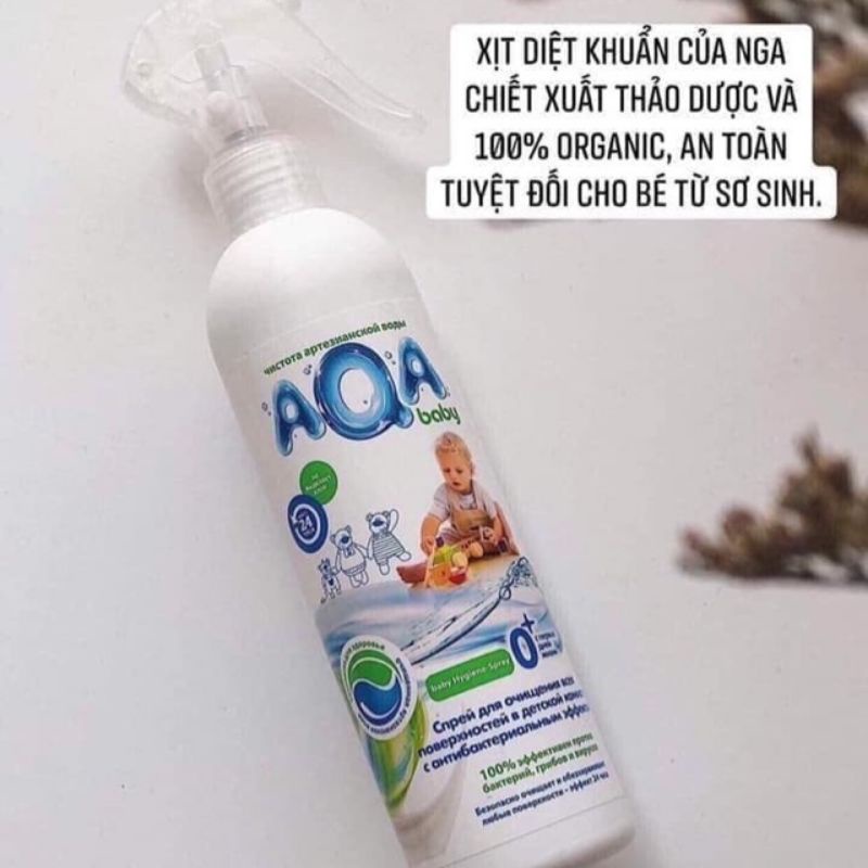 Xịt khử khuẩn/ kháng khuẩn / diệt khuẩn  Aqa Baby nhập khẩu từ Nga