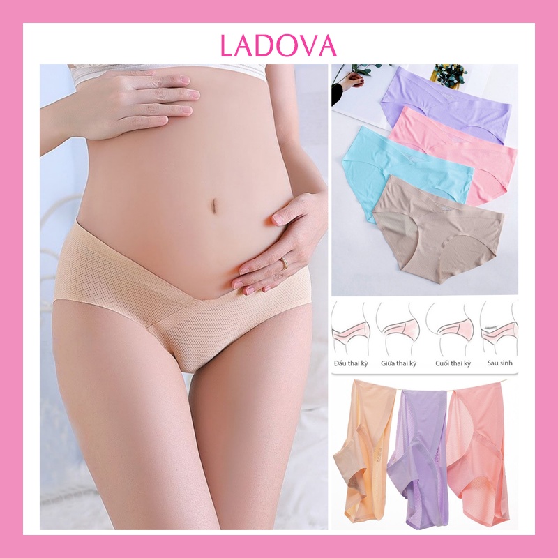 Quần lót bầu sau sinh su đúc cạp chéo thông hơi đồ lót chip bigsize bà bầu không đường may kháng khuẩn thoáng mát QL08