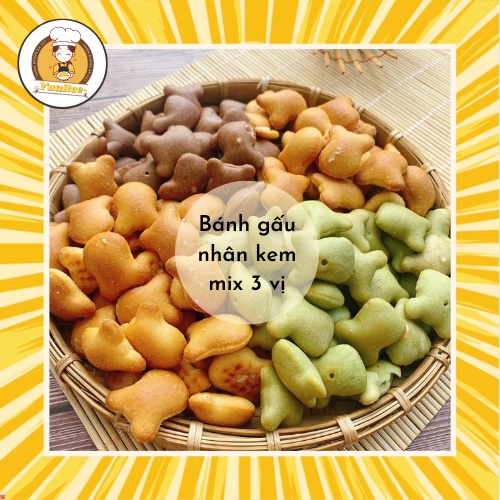 Bánh gấu nhân kem sữa mix 3 vị YUUBEE hộp 400g đồ ăn vặt Sài Gòn - Ăn vặt Yuubee