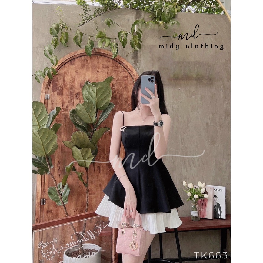 HOẢ TỐC Áo 2 dây thiết kế peplum vải cotton 3 màu