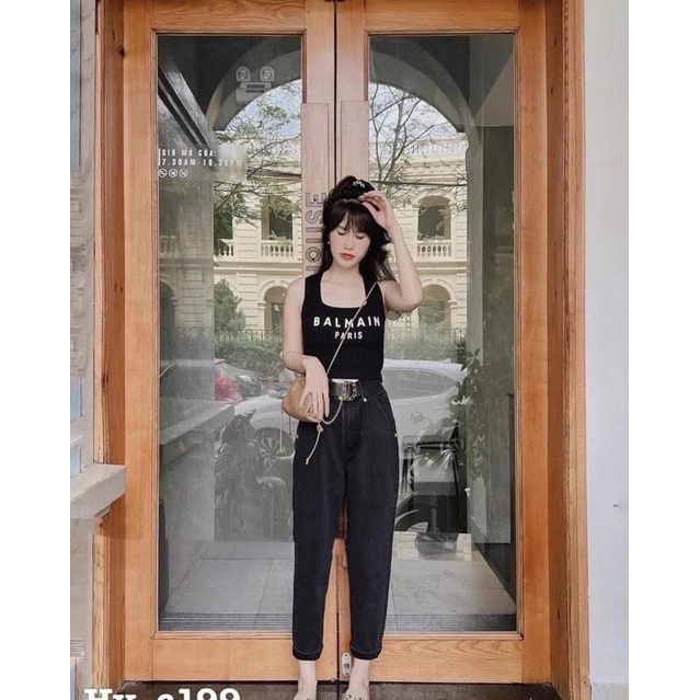 Quần baggy đen bẻ cạp TC6