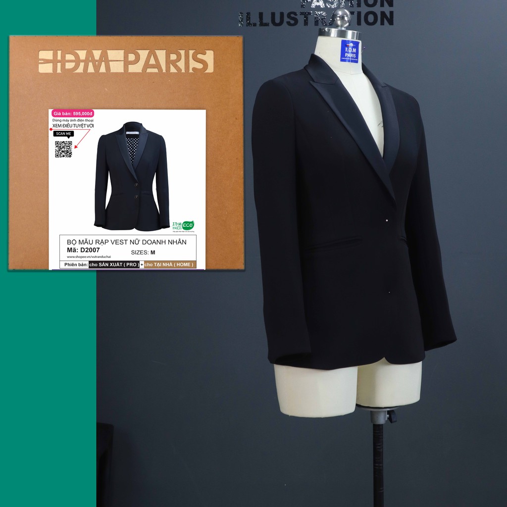 [Rập Giấy] Vest Nữ Thiết Kế - Bộ Rập Vest Nữ Doanh Nhân, Sang Cảnh, Cao Cấp, Phom Vest Chuẩn -D2007