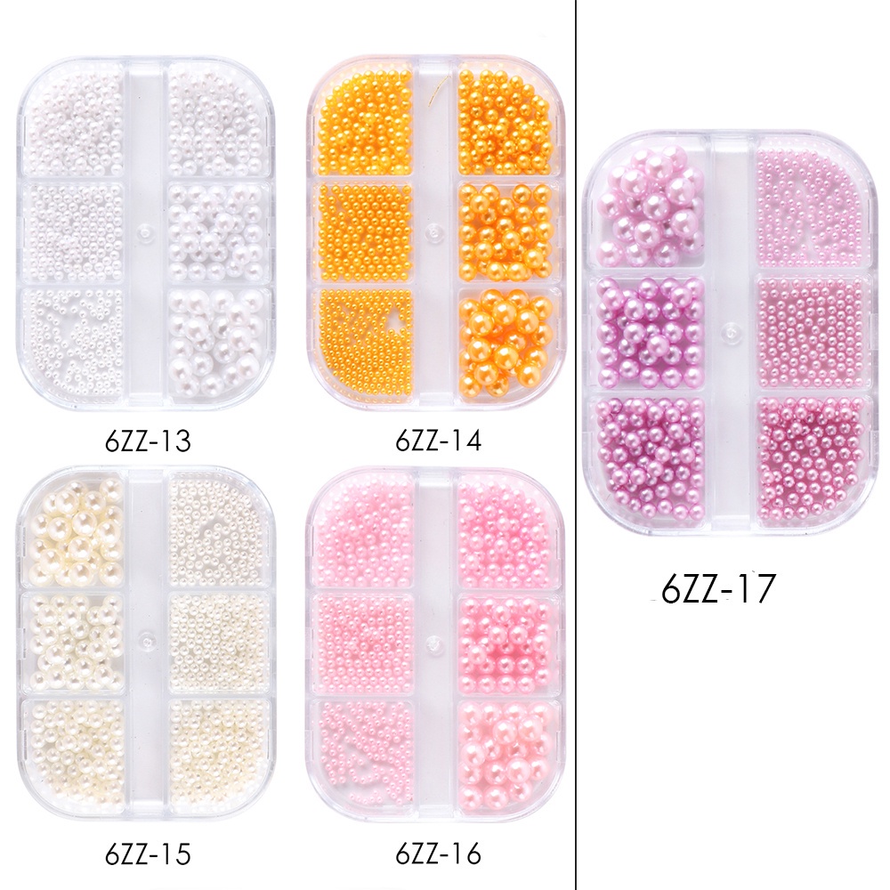 Hộp 6 Ngăn Đựng Hạt Ngọc Trai Đính Trang Trí Móng Tay Diy