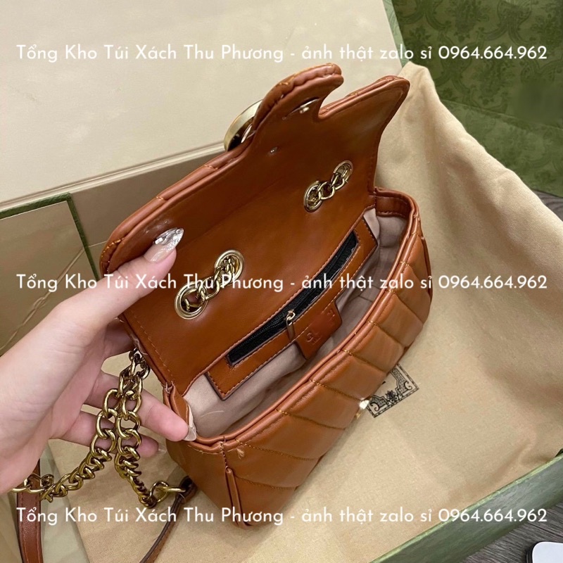 Túi G gân chéo da mềm size 22 đính logo vàng nổi đựng được nhiều đồ (hàng loại 1 - cam kết chuẩn hình)