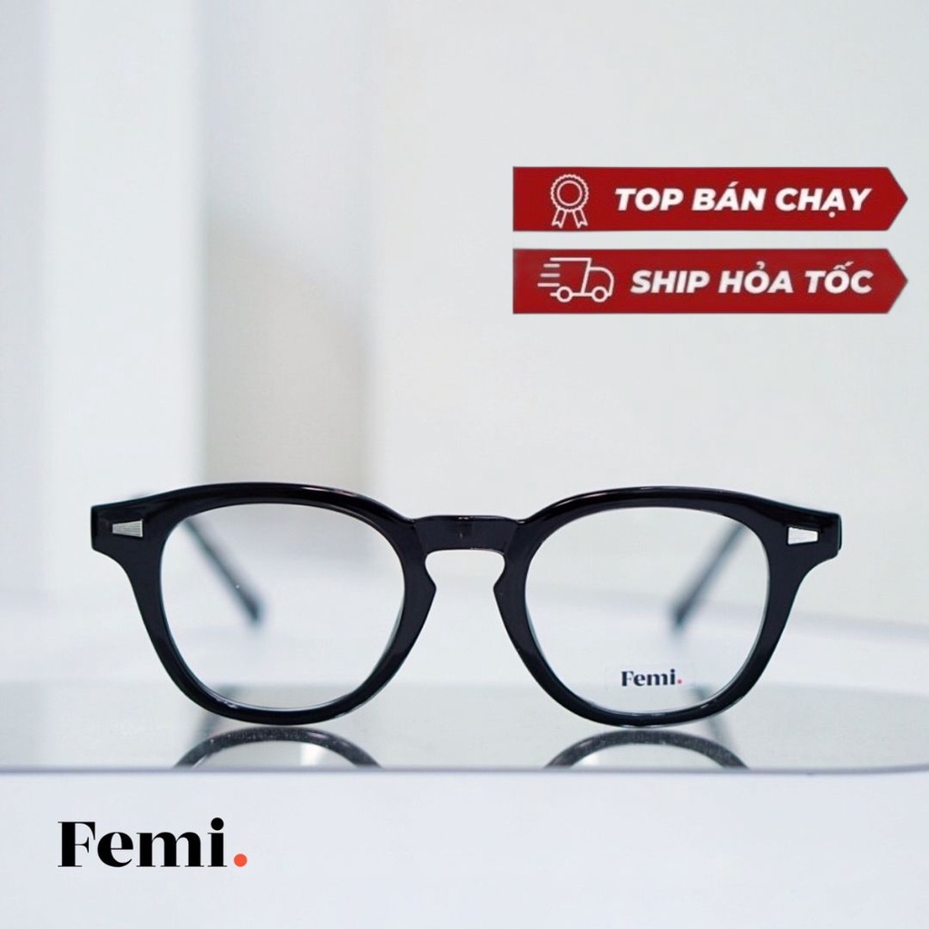 Gọng kính cận tròn Femi Bora chính hãng mắt kính cận nam nữ cao cấp