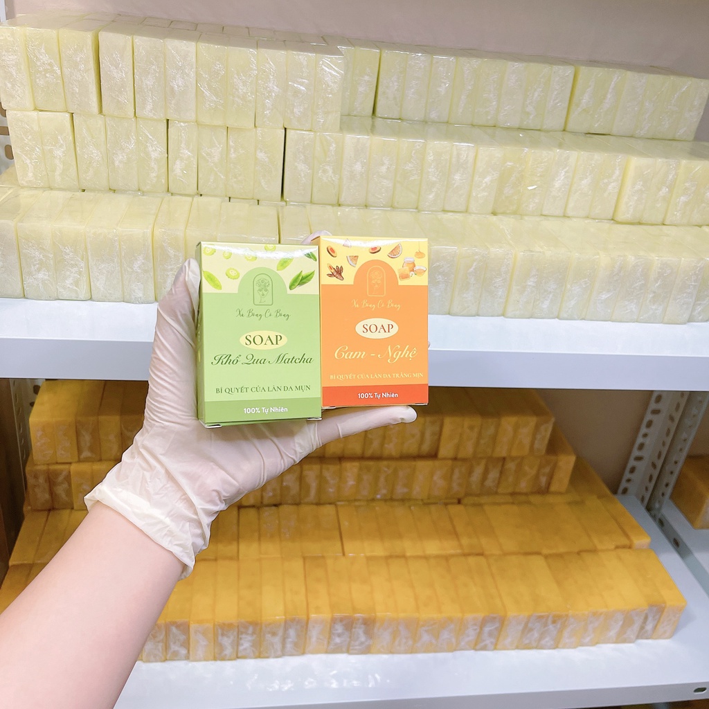 Combo Soap khổ qua matcha và Soap cam nghệ + TẶNG KÈM TÚI ĐỰNG SOAP