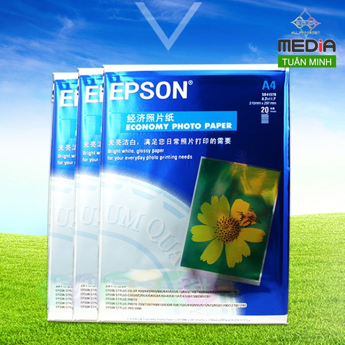 Giấy In Ảnh EPSON Giấy In Màu EPSON, Khổ A4, 1 Mặt Bóng, Định Lượng 230gsm, Xấp 20 Tờ, Giấy In Màu Giá Rẻ