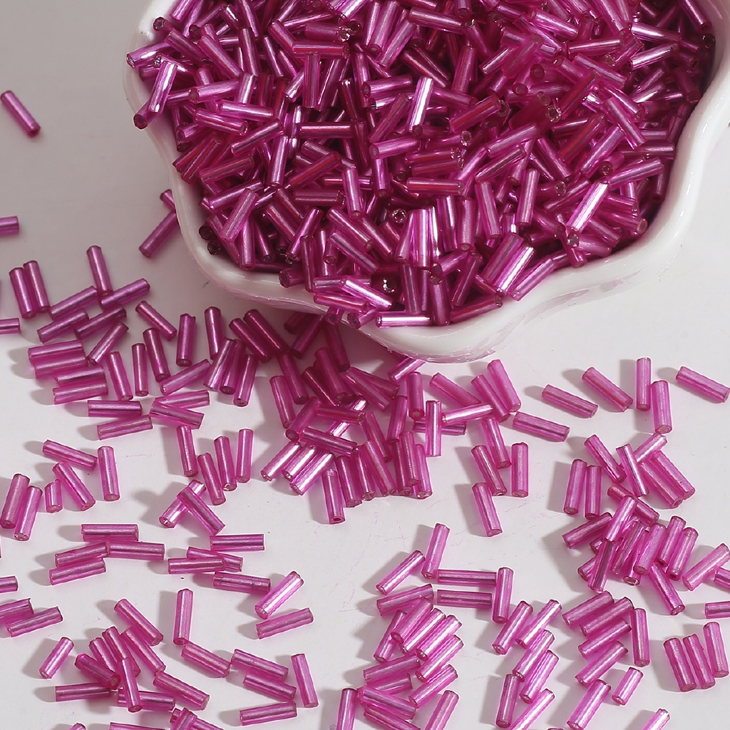 Bộ 300 hạt ống thủy tinh 19 màu dùng làm đồ trang sức thủ công 2x7mm