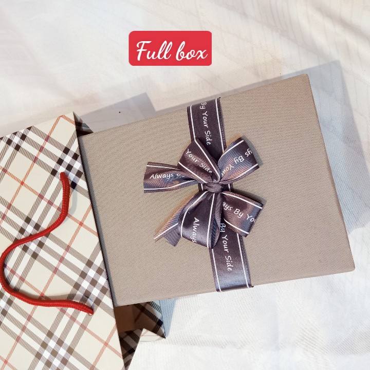 (23 x 14 cm-xám) Hộp quà tặng vk 20/10, 8/3 sinh nhật hình chữ nhật HOA MẪU ĐƠN+Túi giấy + phụ kiện đầy đủ như hình (A8)