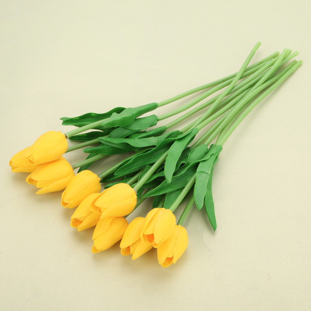 Set 10 nhành hoa tulip bằng da PU dùng trang trí xinh xắn