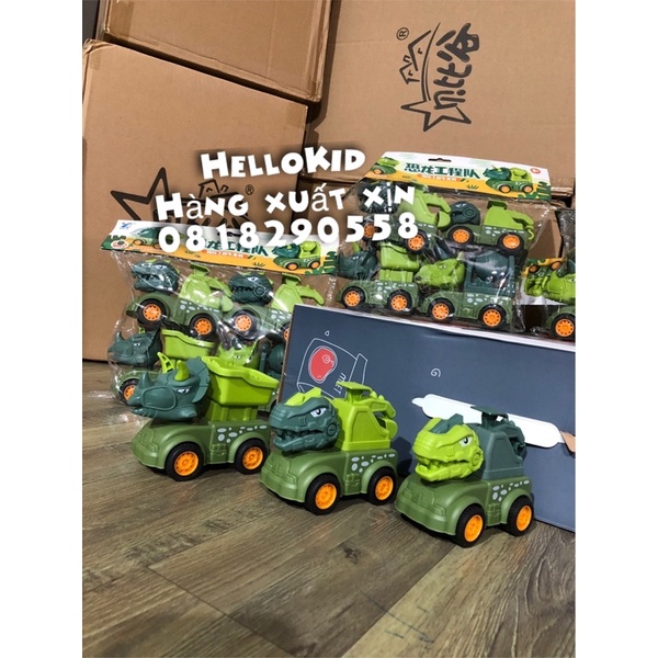 Set 4 ô tô đồ chơi khủng long cho bé