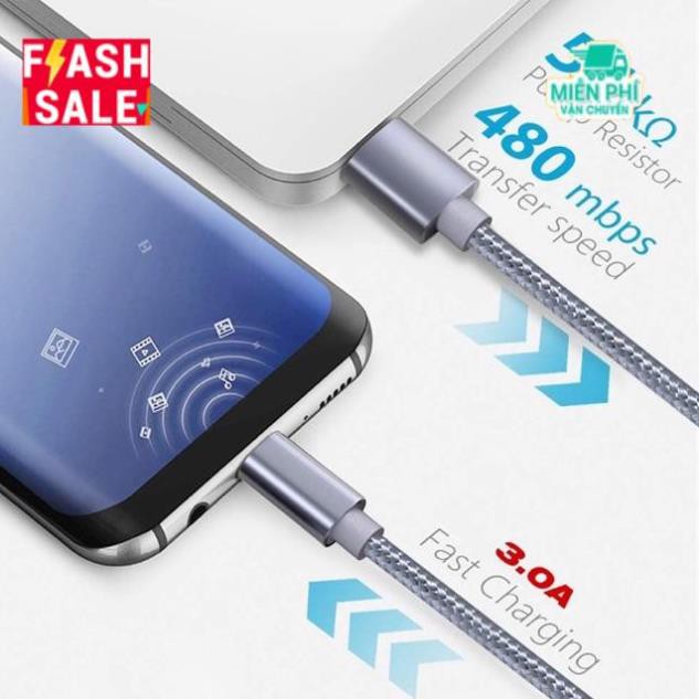 Cáp sạc NHANH Type C chất liệu dù siêu bền HÀNG CHÍNH HÃNG