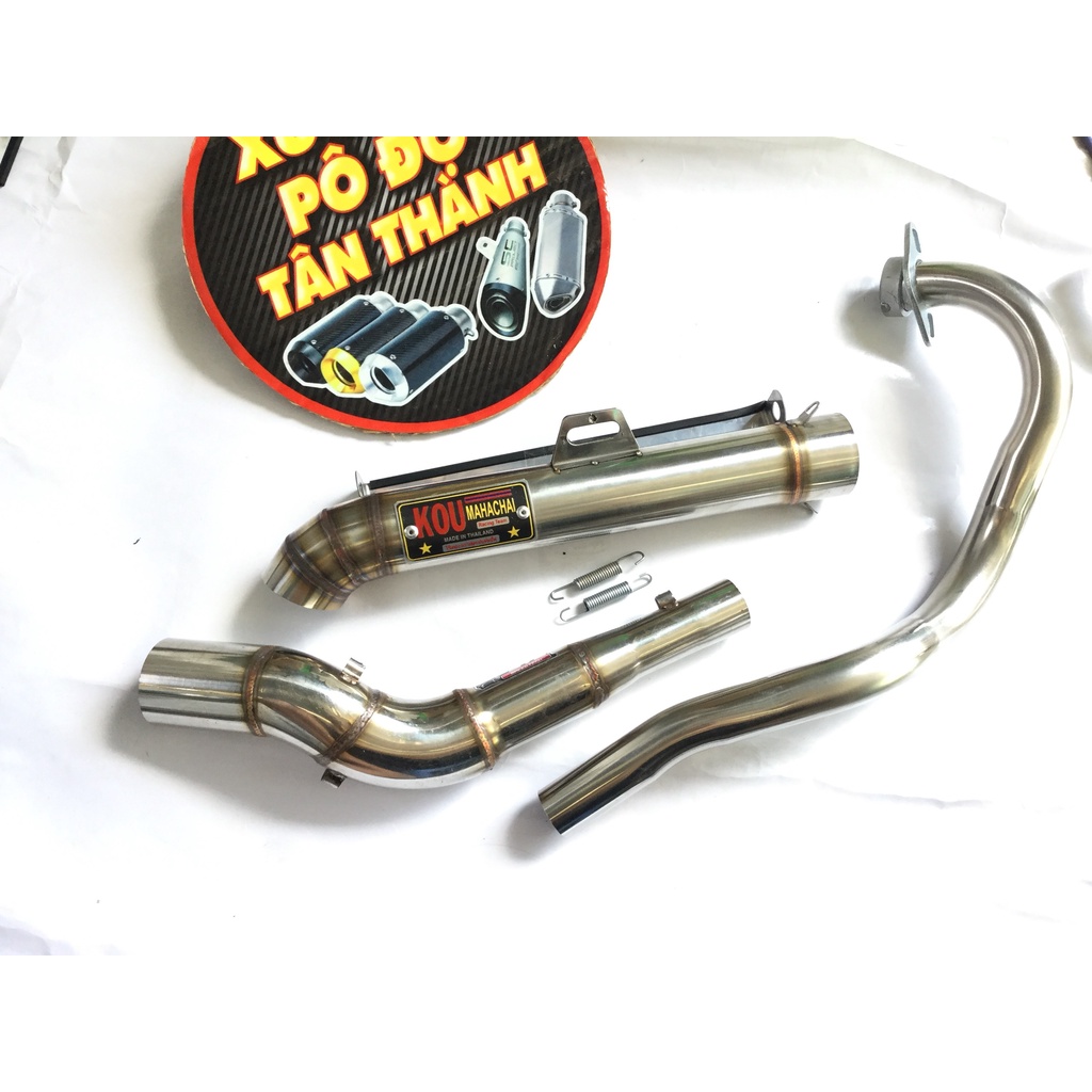 Pô KOU inox 304 full tem nhôm đóng bao gồm cả cổ pô độ cong 2 khúc cho xe exciter, winer, sonic, raider, satria, gsx