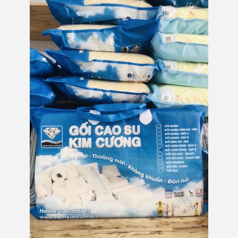 GỐI NẰM CAO SU THIÊN NHIÊN KIM CƯƠNG SÓNG B 42x62x12