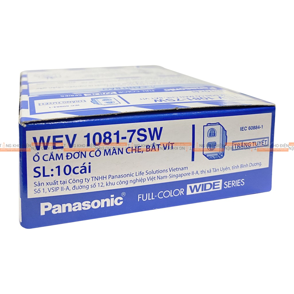 Ổ cắm đơn có màn che Panasonic WEV1081-7SW [Dòng WIDE]