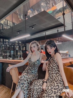 đầm 2 dây da beo siêu hot