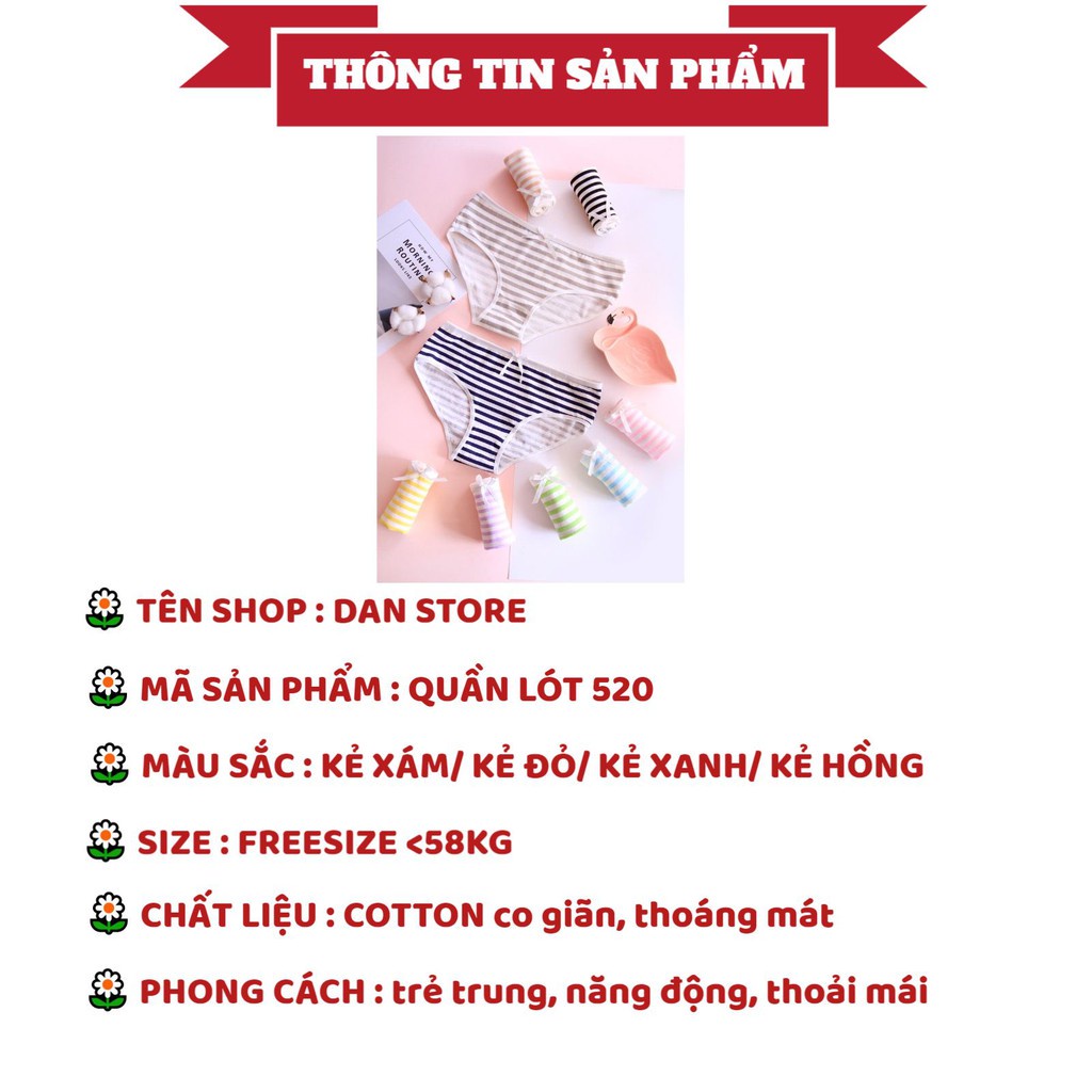 Quần Lót Nữ - Quần Lót Nữ Cotton thiết kế kẻ ngang siêu co dãn mềm mại thoáng mát DAN STORE MÃ 520