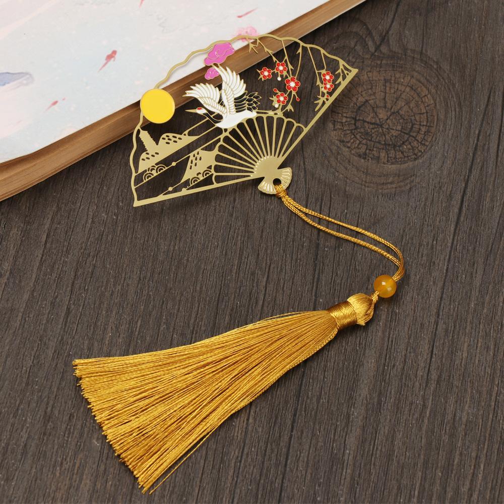 LAKAMIER Thẻ Đánh Dấu Trang Sách Bằng Đồng Thau Họa Tiết Hoa / Chim Hạc Kiểu Retro