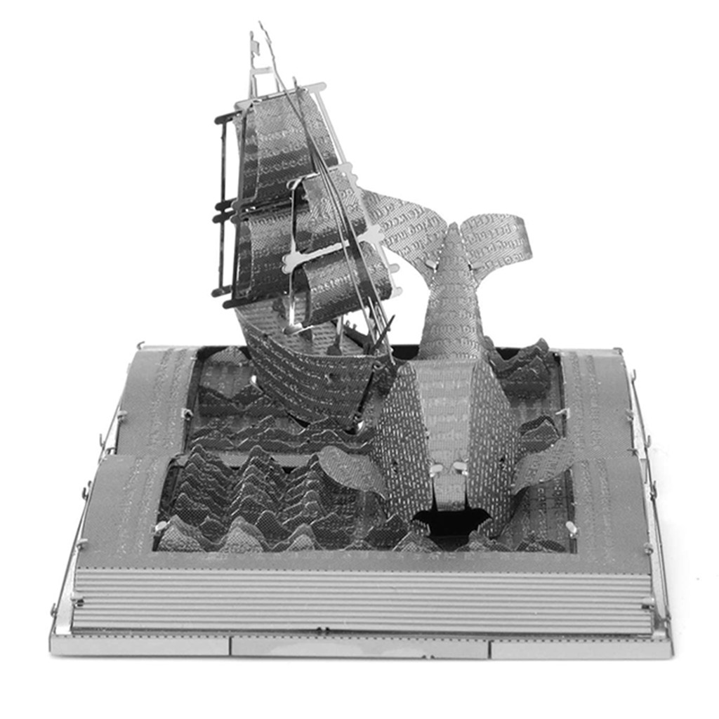 [Chưa Ráp] Mô Hình 3D Kim Loại Quyển Tiểu Thuyết Ông Già Và Biển Cả, Tiểu Thuyết Cá Voi Trắng Nổi Tiếng