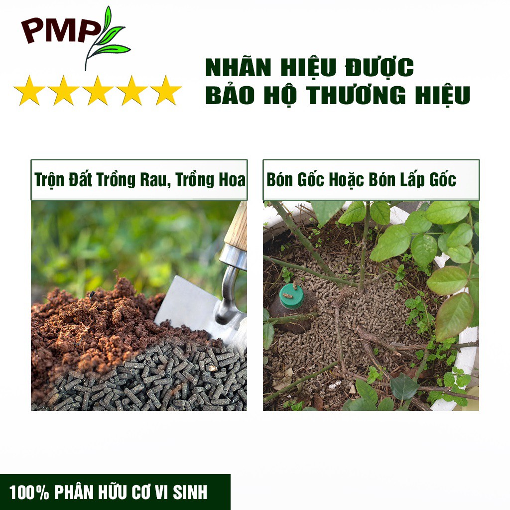 Phân Trùn Quế- Phân Bò- Đậu Tương Trichoderma PMP Dạng Viên Nén Cho Hoa Hồng, Rau Sạch, Cây Cảnh 500g