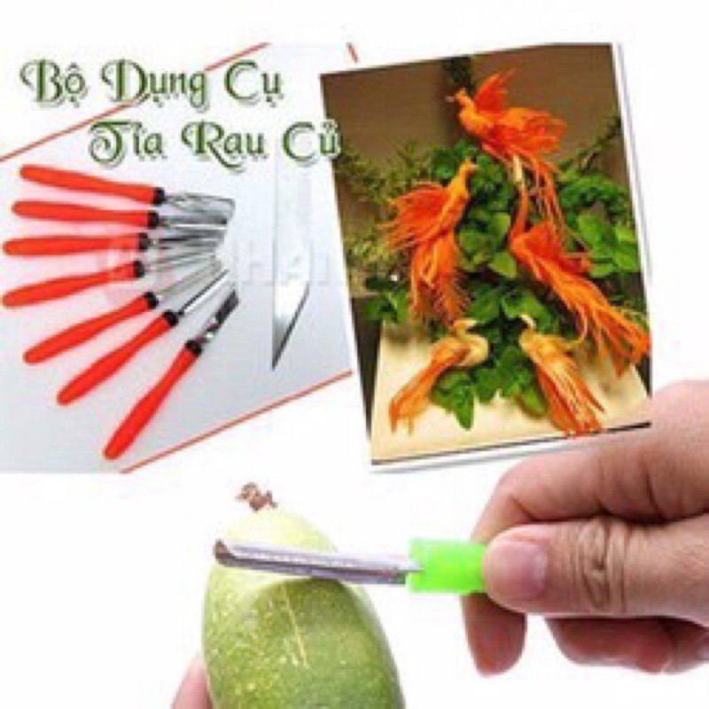 Bộ Dụng Cụ Tỉa Rau Củ Quả Nghệ Thuật Cơ Bản ( Bộ Dụng Cụ Kèm Dao Tỉa KiWi)