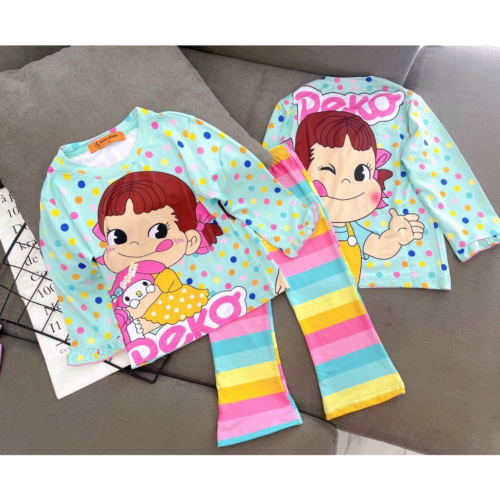 [9-22kg] Bộ tay dài chất thun lạnh 3D cao cấp in hình siêu dễ thương cho bé gái, Bộ quần áo thu đông, Đồ ngủ dài tay