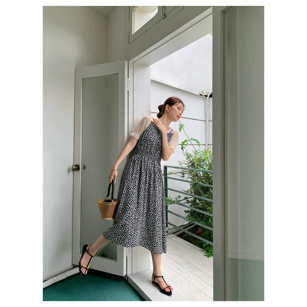 Đầm Voan Hoa Giả Hai Lớp Nhấn Eo Thời Trang Mùa Hè 64131