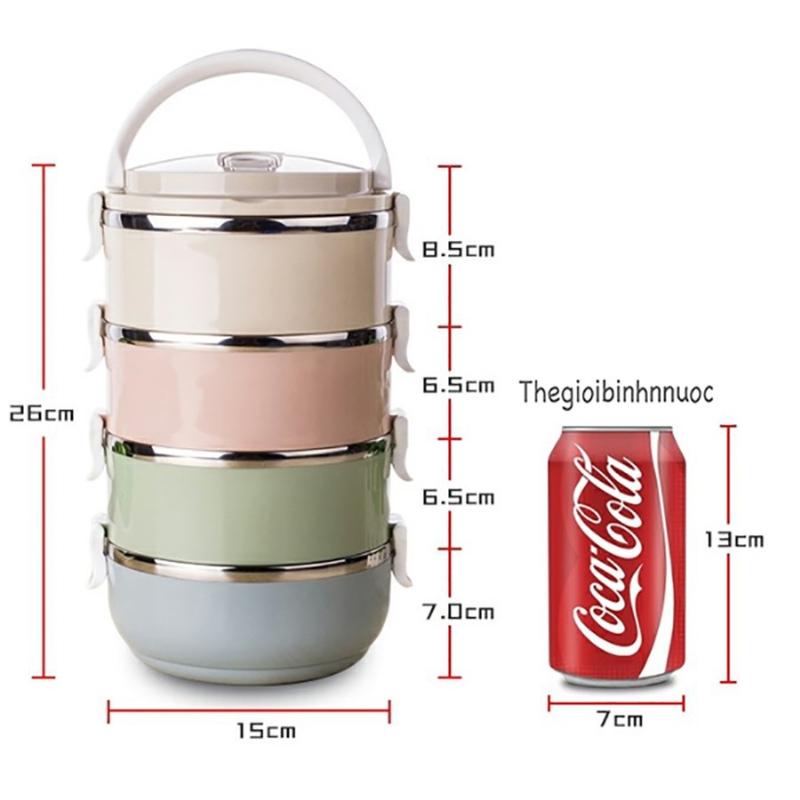 [GIAO HÀNG CỰC NHANH] HỘP CƠM GIỮ NHIỆT 4 TẦNG LÕI INOX CAO CẤP- CẶP LỒNG CƠM CÓ NẮP GÀI CHỐNG TRÀN KÈM QUAI XÁCH