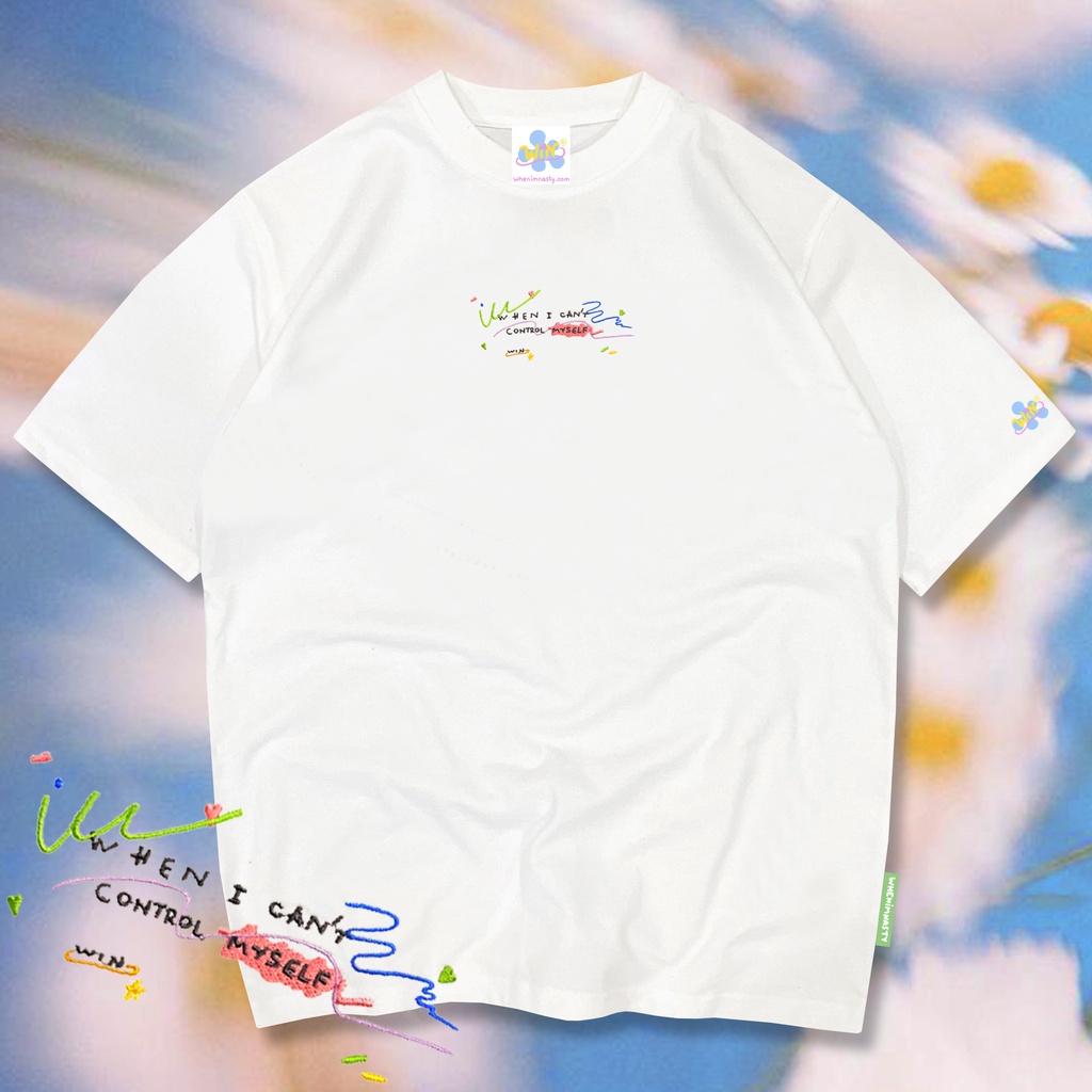 Áo thun tay ngắn nam nữ đơn giản vải cotton thoáng mát thêu Can't Control Myself thiết kế WHENIMNASTY