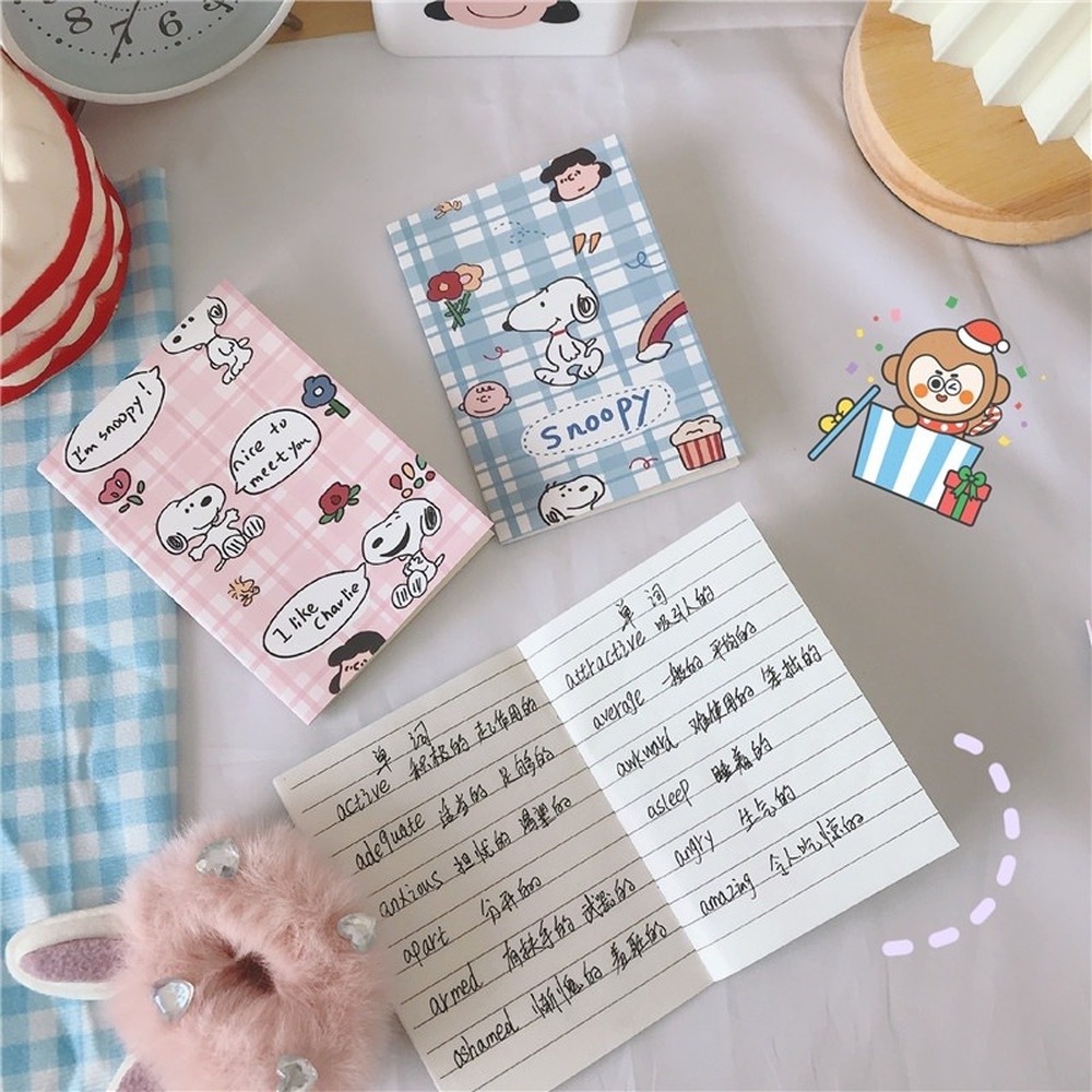 Sổ Ghi Chú Mini In Họa Tiết Hoạt Hình Snoopy/Snoopy Dễ Thương Sáng Tạo