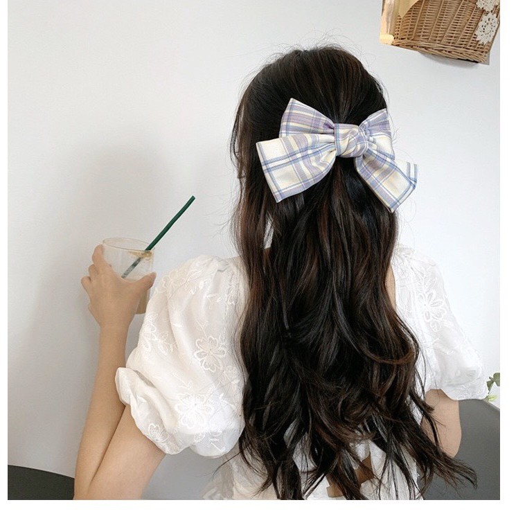 Kẹp nơ Caro Bản to Siêu đẹp Hot trend Tatitiava