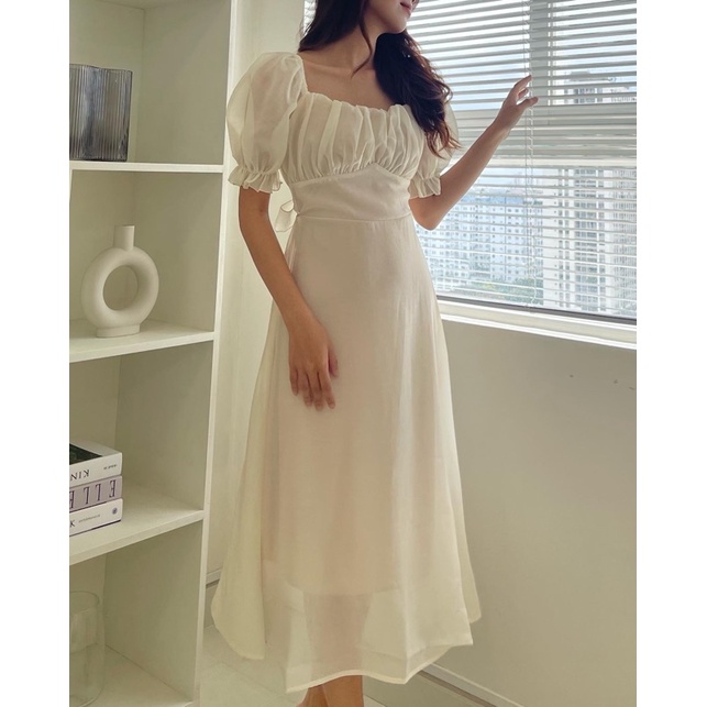 (có bigsize) ĐẦM MIDI XẾP LY NHÚN NGỰC TAY BỒNG BO ✨ | WebRaoVat - webraovat.net.vn