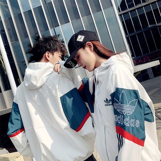 Áo Khoác Thể Thao Dài Tay Họa Tiết Adidas Có Nón Thời Trang Nam Nữ