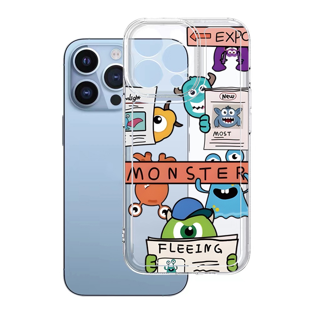 Ốp Điện Thoại TPU Hình Vuông Họa Tiết Quái Vật Cho Xiaomi Redmi Note 11 12 Pro 5G 11S 10 Pro 4G 10S Redmi 12C 11A 10C 9C