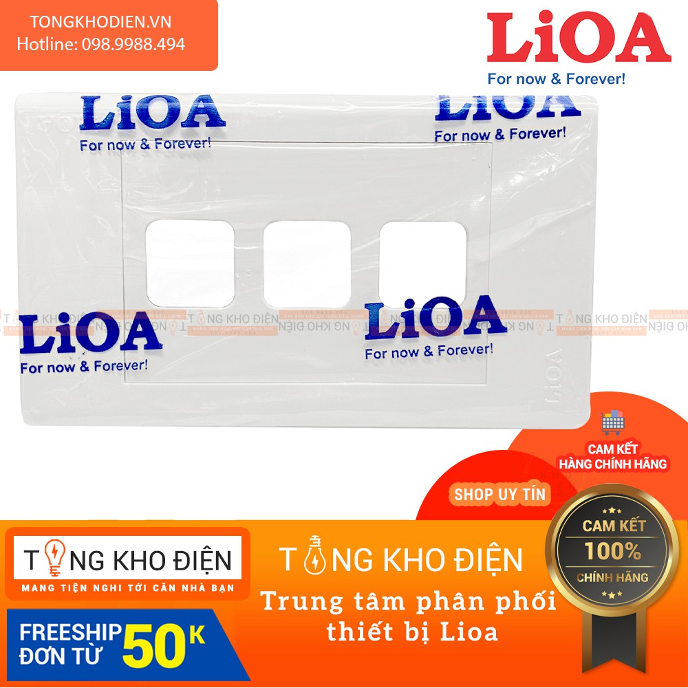 Mặt 3 lỗ LiOA chính hãng, Nhựa TRẮNG - Tiếp điểm ĐỒNG
