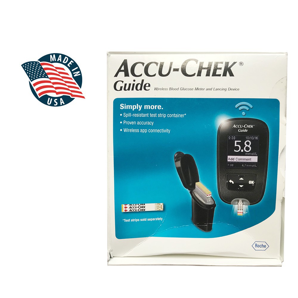 Máy đo đường huyết ACCUCHECK GUIDE nhập mỹ  tặng 25 que thử và 25 kim lấy máu