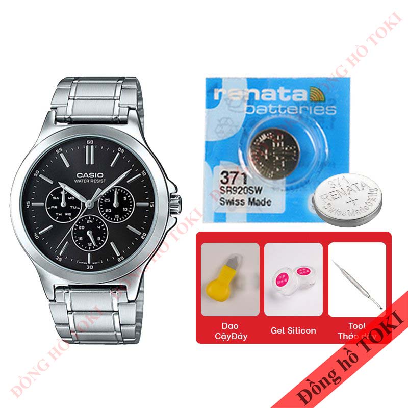 Pin thay đồng hồ đeo tay casio MTP-V300 dây da dây kim loại các màu