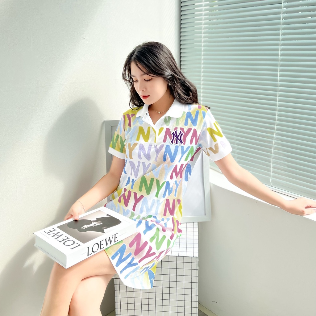 Đầm Suông Cổ Polo M.L.B NY Chất Vải Mềm Mịn, Thoáng Mát.