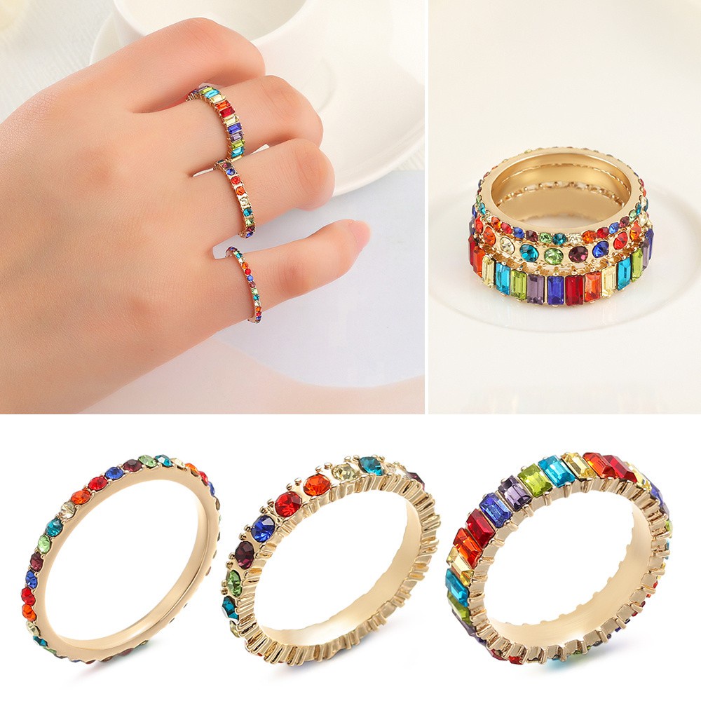 WISDOMEST Fashion Bling Finger Rings Lady Women Sparkling|Rings Party Jewelry Wedding Luxury Multicolor Gifts