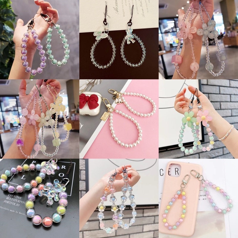 Dây treo trang trí điện thoại nhiều màu sắc xinh xắn hạt