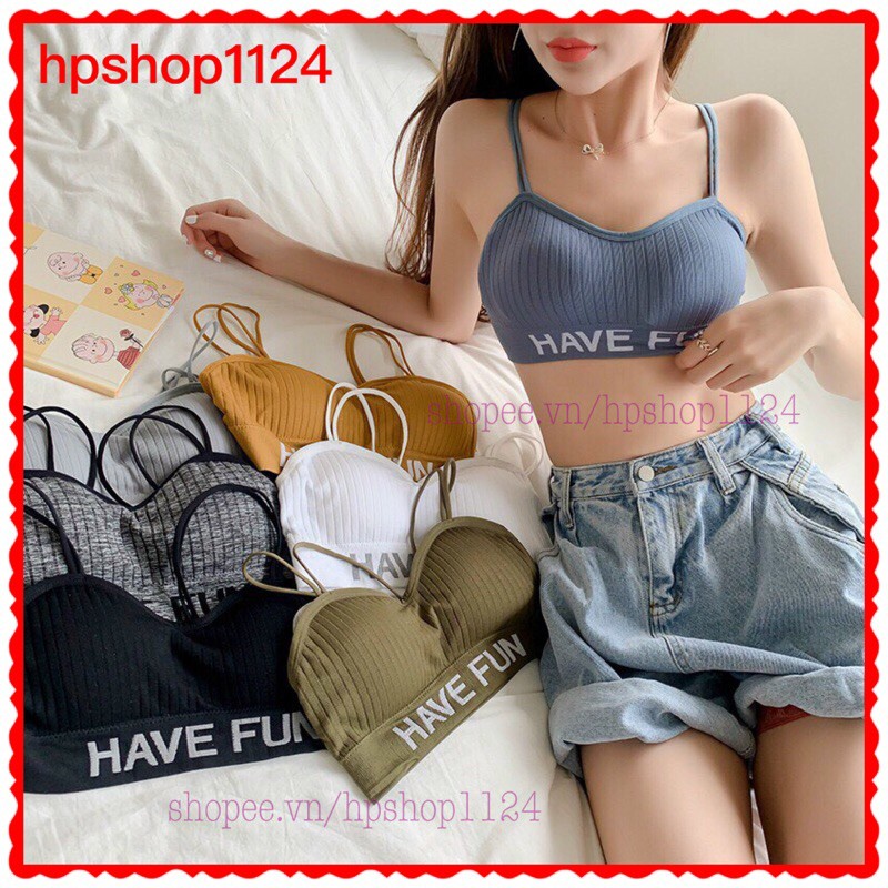 Áo bra gân sọc havefun dây kép mặc được nhiều kiểu có đệm ngực ms 807