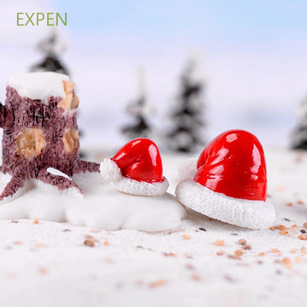 EXPEN Resin Christmas Ornament For Kids Fairy Garden Decor Santa Claus Hat Gift Fake Cap Mini Cute Crafts 5 pcs/set Hat Miniatures