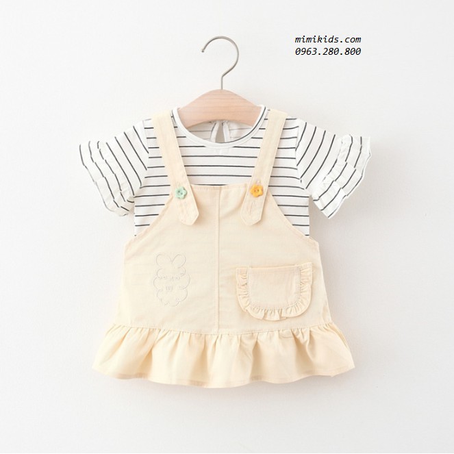 Set áo và váy bé gái 🍓 Áo phong kèm váy yếm cực xinh cho bé từ 1 đến 3 tuổi