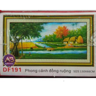 TRANH ĐÍNH ĐÁ PHONG CẢNH RUỘNG ĐỒNG, DF191, 130X66CM CHƯA ĐÍNH