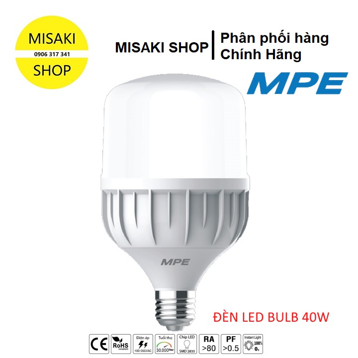 Bóng Đèn LED BULB MPE 20W_30W_40W_50W Hiệu Suất Ổn Định; Tuổi Thọ 30.000 giờ; Thiết Kế Hiện Đại📞Misaki Shop