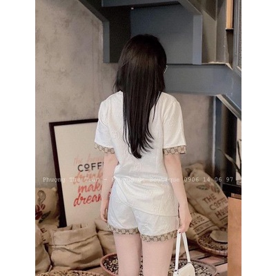 Sét bộ GGG viền pha cộc tay fom rộng